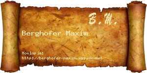 Berghofer Maxim névjegykártya